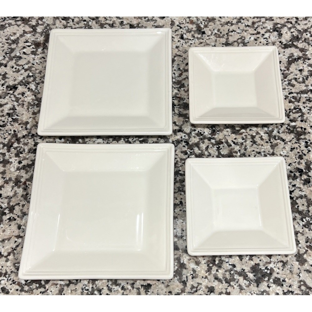William Sonoma Hudson Square Ivory (2) 7" Salad Plates (2) 5" App Dip Plates